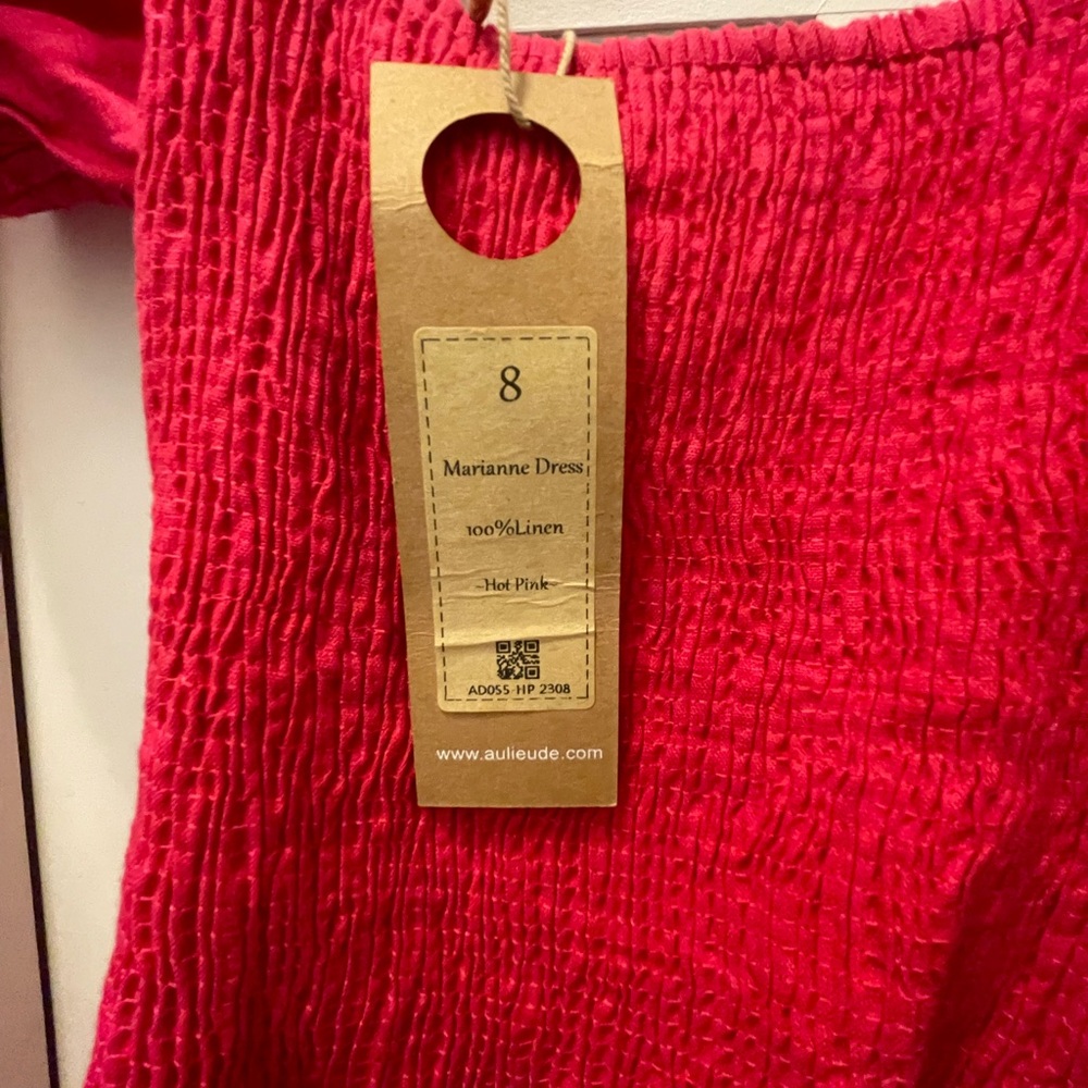 NWT Aulieude Hot Pink Reversible Marianne Cutout/Wrap/Shirred Dress - Picture 9 of 16